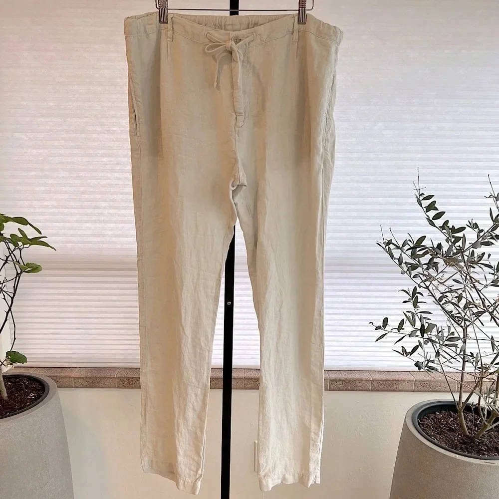 Hartford Men’s Tanker Linen Woven Pants Sand 40 NWT Beach Resort Coastal Summer